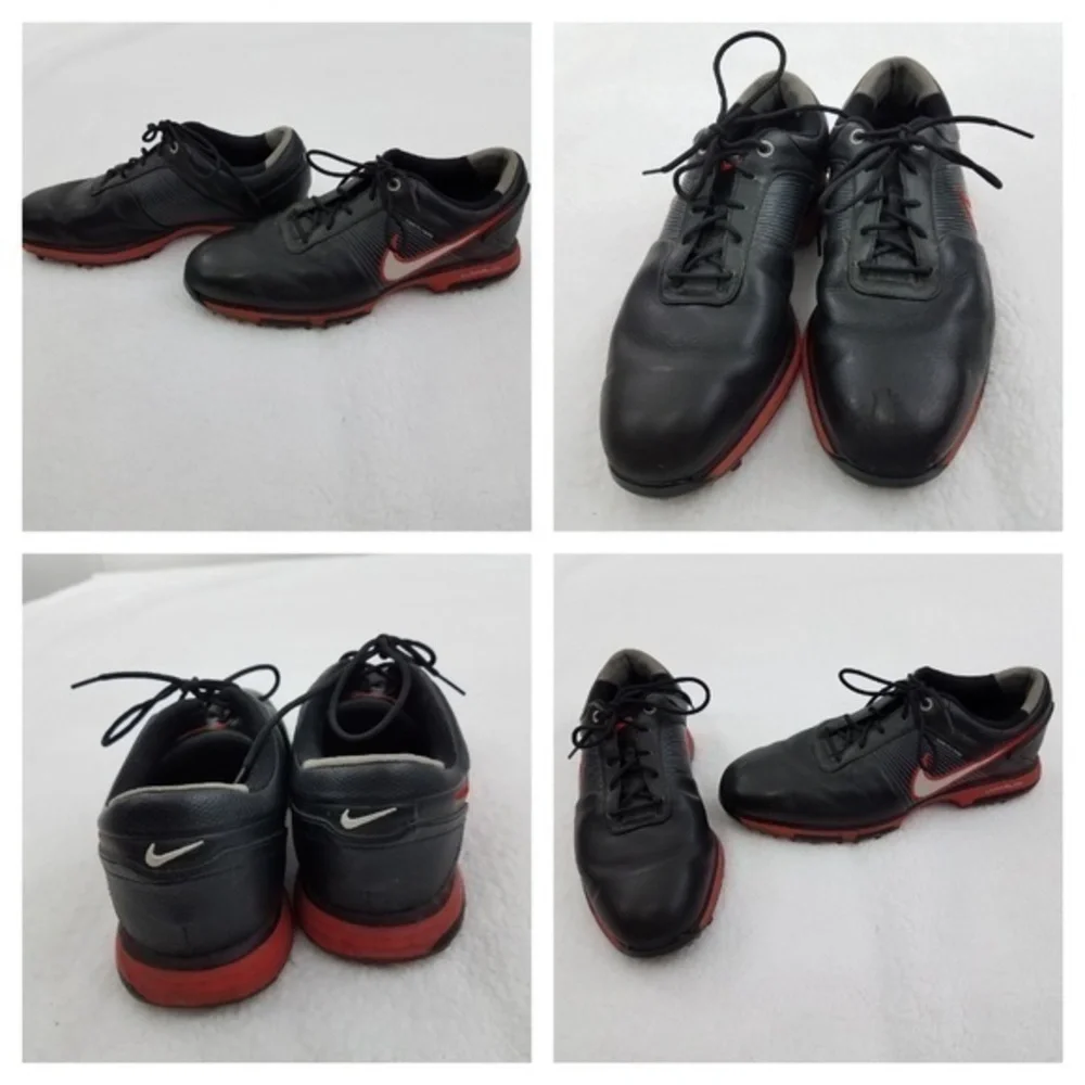 Nike Golf Cleats 8 lunar swingtip leather Control Black Red Flywire Tennis Shoes